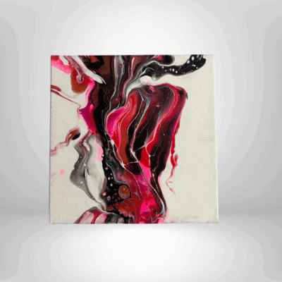 Original Art: Pink Acrylic Paint Pour on Deep Edge Canvas