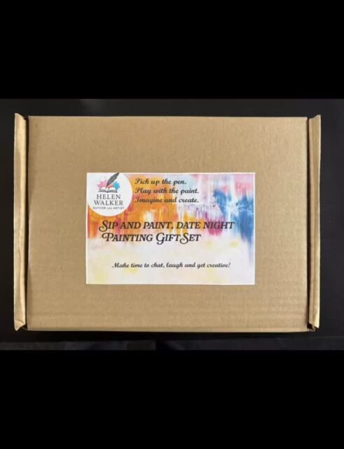 Introducing the Sip and Paint/Date Night Painting Gift Set!
What’s in the box…..
4 paintbrushes (2 round, 2 flat)
2 mini easels and canvases
2 canvas boards
2 blank cards and envelopes
2 paint palettes
1x colour mixing chart
12 x 5ml water based acrylic paint (6 iridescent paints)
A chocolate treat (vegan option available upon request)

Make time to chat, laugh and get creative!Whether it’s date night, friends’ night or family fun, this set has everything you need to make it memorable 🥰
Now available at cafe 19, Wakefield. Available on my website next week.
#helenwalkerauthor #givethegiftofunique
